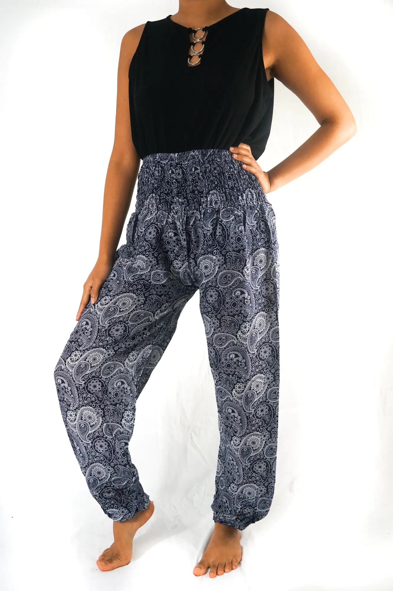 AEK Apparel Boho Bliss Black Paisley Yoga Pants