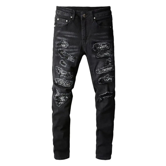 AEK Apparel Urban Rebel Black Bandana Jeans