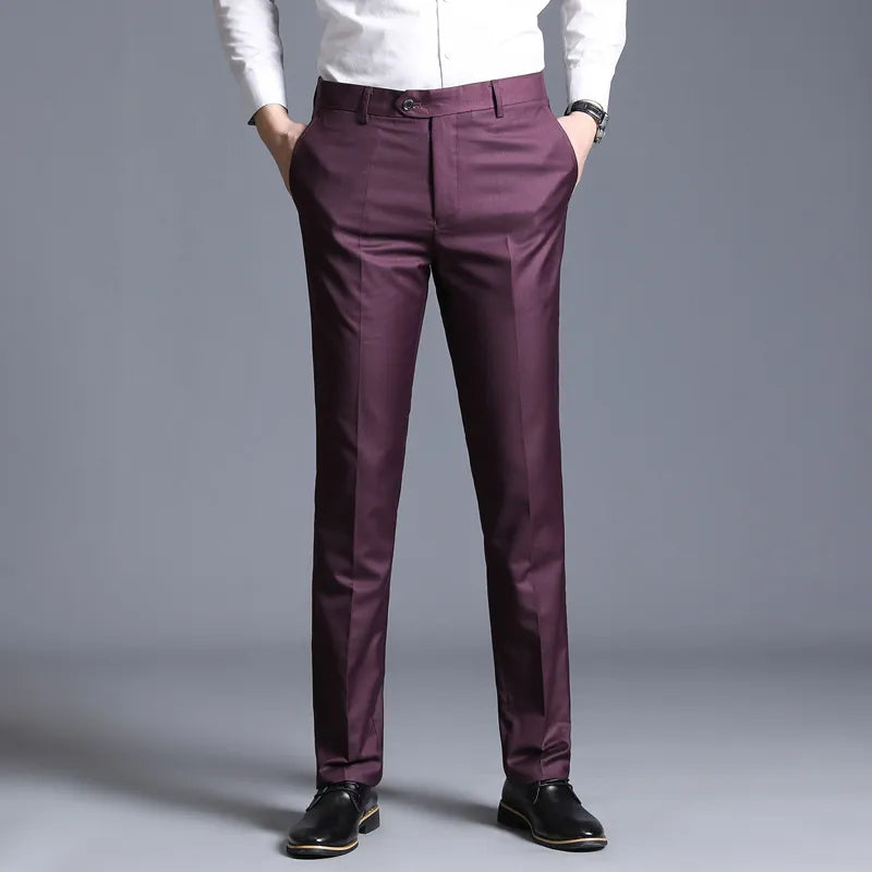 Slim Fit Casual Straight-Leg Trousers