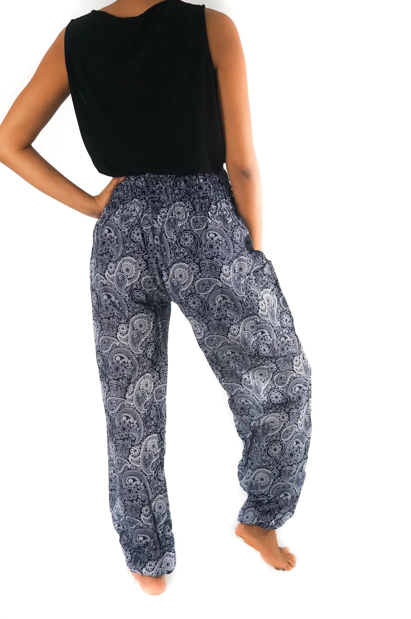 AEK Apparel Boho Bliss Black Paisley Yoga Pants